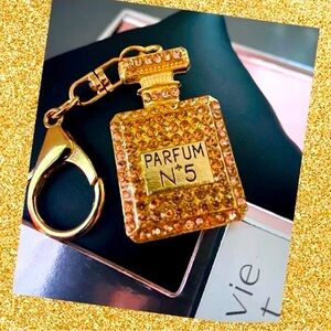 Rose Gold - Rhinestone Crystal Perfume Fragrance Bottle Purse Charm Pendant